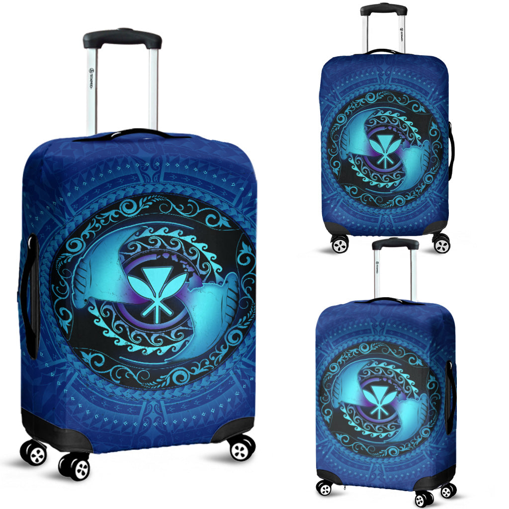 Hawaii Luggage Cover Manta Ray Couple Polynesian Ocean Style