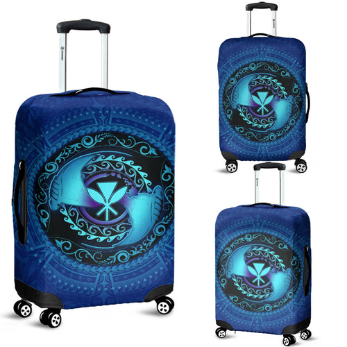 Hawaii Luggage Cover Manta Ray Couple Polynesian Ocean Style