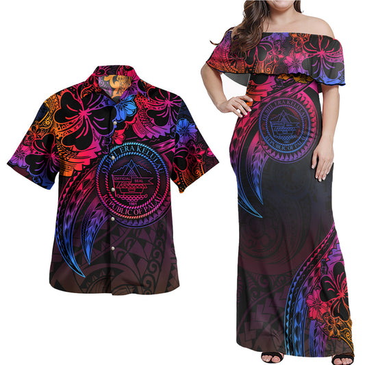 Palau Combo Off Shoulder Long Dress And Shirt Rainbow Style