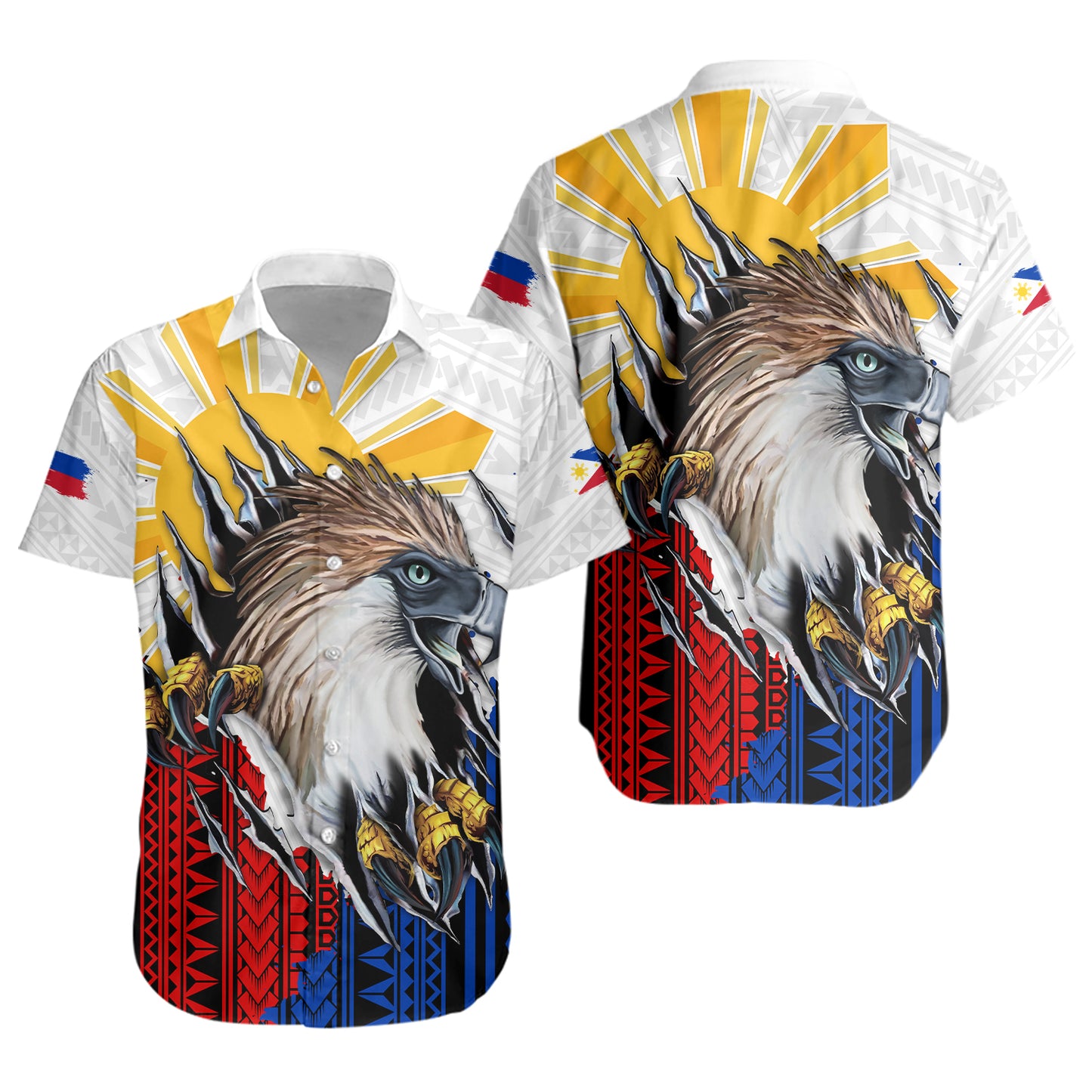Philippines Filipinos Short Sleeve Shirt Eagle Claws Scratching Grunge Style