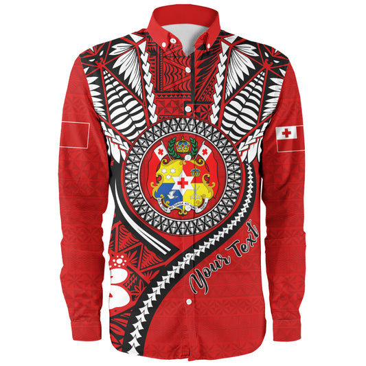 Tonga Long Sleeve Shirt Custom Tribal Ngatu Pattern Circle Style