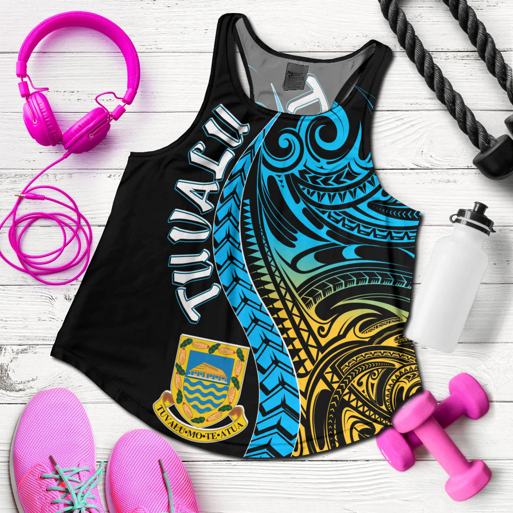 Tuvalu Polynesian Women Racerback Tank - Tuvalu Day with Polynesian Pattern