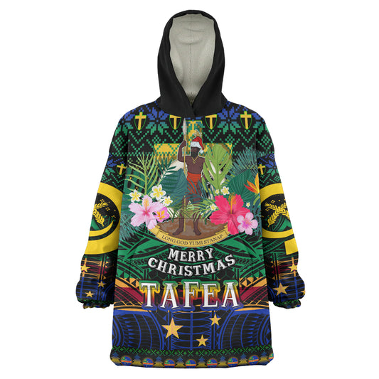 Tafea Polynesian Christmas Snug Hoodie - Tafea Vanuatu Coat of Arms Christmas Hat Polynesian Patterns Oodie Blanket