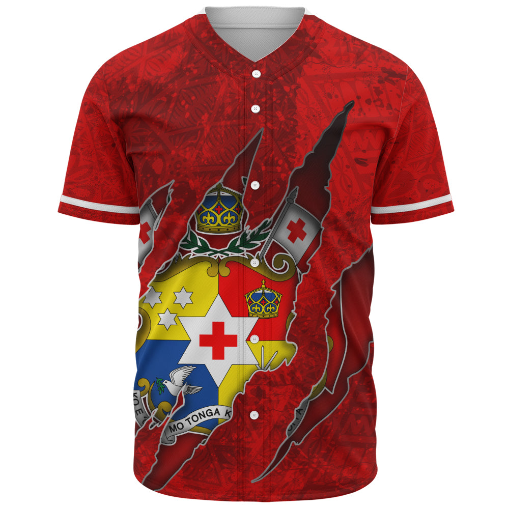Tonga Baseball Shirt Coat Of Amrs Scratches Cracks Style