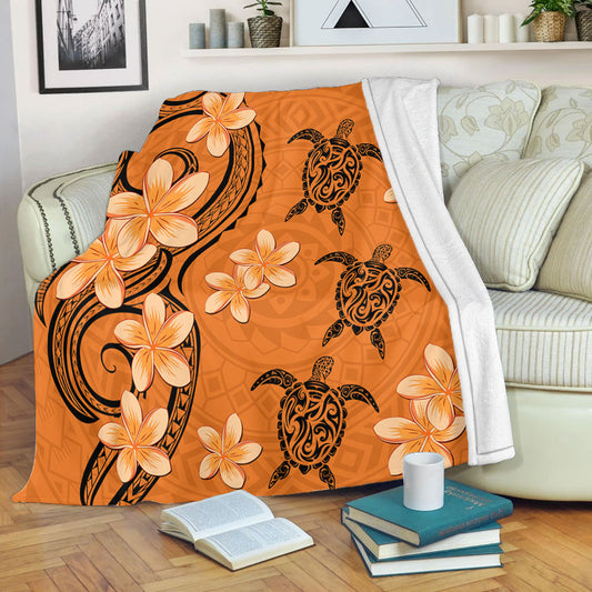 Hawaii Premium Blanket Tribal Tattoo Polynesia Plumeria Flower