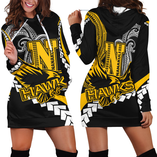 Hawaii Custom Hoodie Dress - Nanakuli High School Polynesian Tribal Pattern