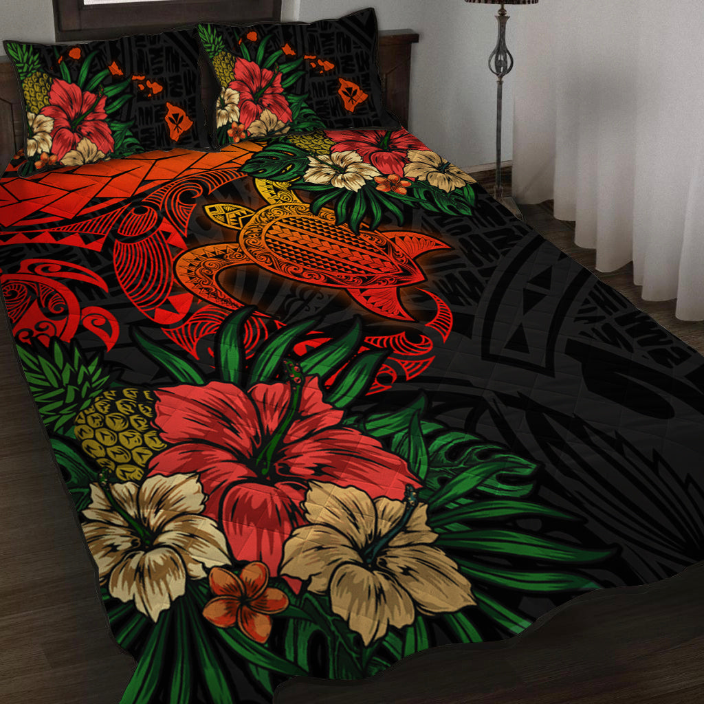 Hawaii Polynesian Turtle Tropical Quilt Bed Set
