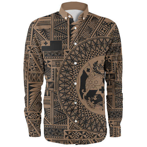 Tonga Long Sleeve Shirt Royal Seal Tribal Pattern