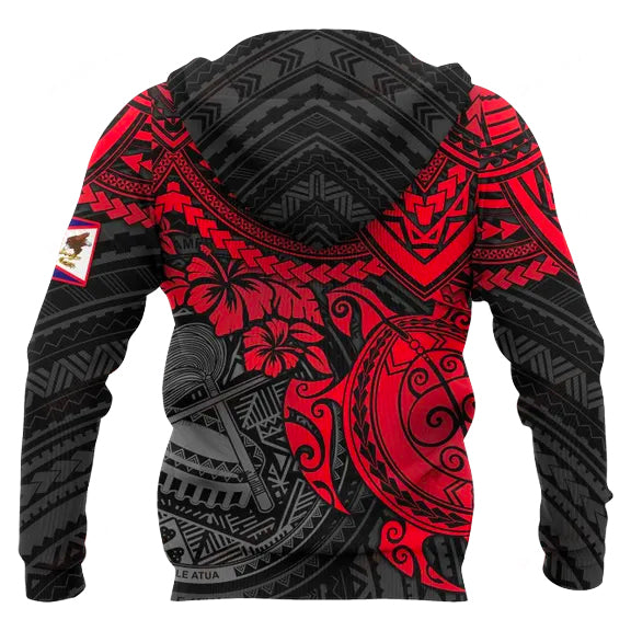 American Samoa Polynesian Hoodie - Red Turtle