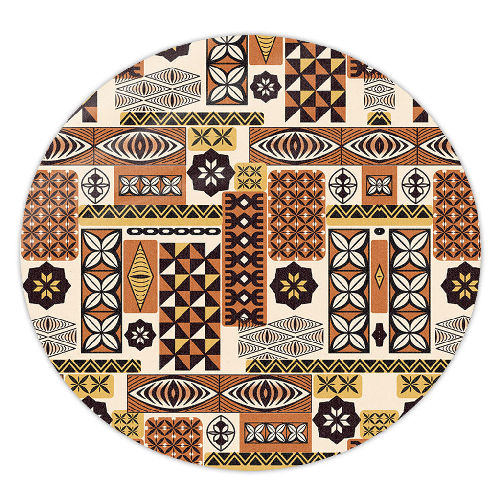 Tonga Round Rug Ngatu Tapa Pattern