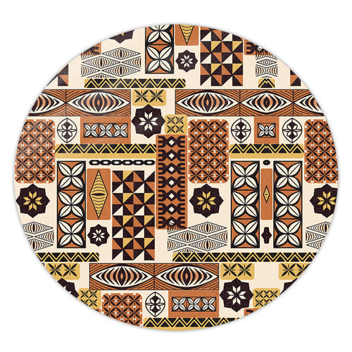 Tonga Round Rug Ngatu Tapa Pattern