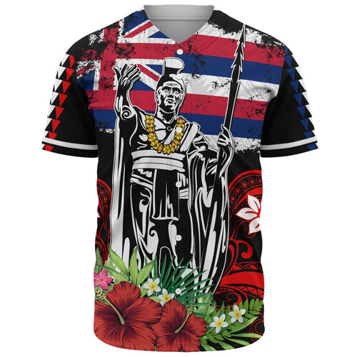 Hawaii Baseball Shirt King Kamehameha I Tribal Flag Tropical Style