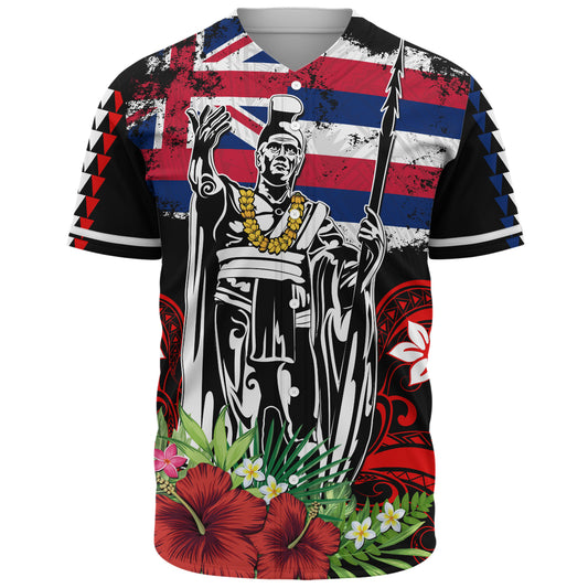 Hawaii Baseball Shirt King Kamehameha I Tribal Flag Tropical Style