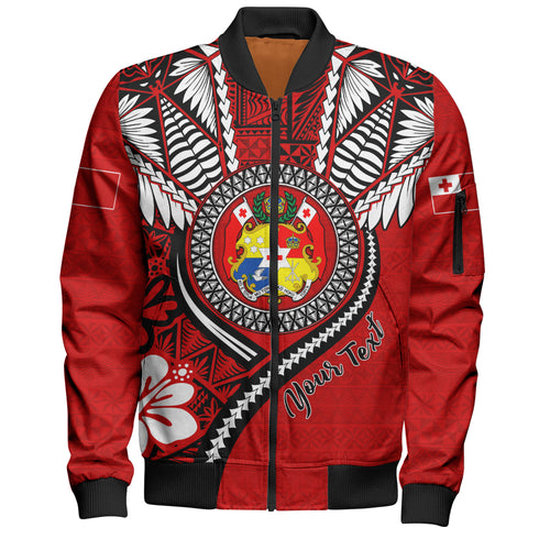 Tonga Bomber Jacket Custom Tribal Ngatu Pattern Circle Style