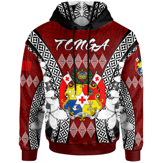 Tonga Hoodie - Custom Pattern Inspired By Tonga And Polynesian With Coat Of Arms Hoodie