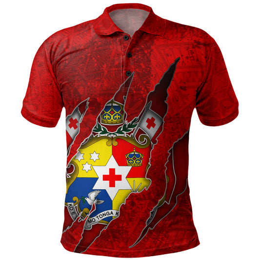 Tonga Polo Shirt Coat Of Amrs Scratches Cracks Style
