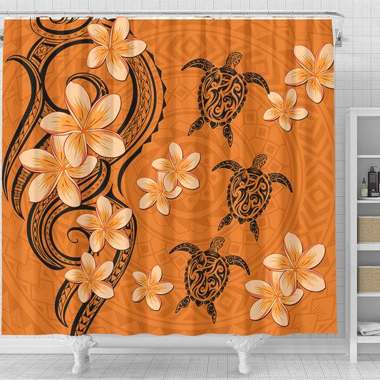Hawaii Shower Curtain Tribal Tattoo Polynesia Plumeria Flower