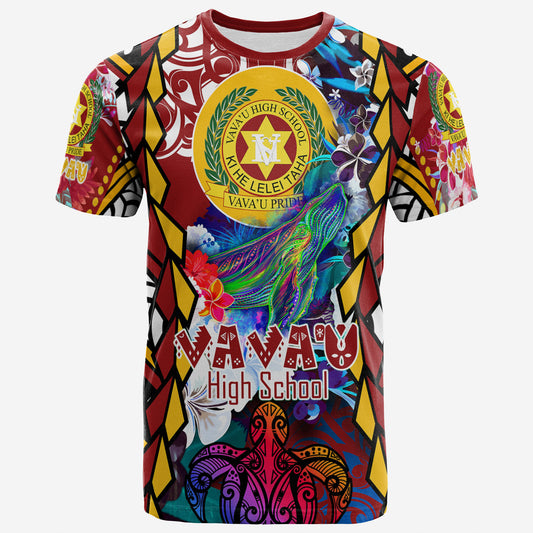 Tonga Custom Personalised T-shirt - Vava'u High School With Sea Turtle And Humpback Whale Polynesian Culture Pride