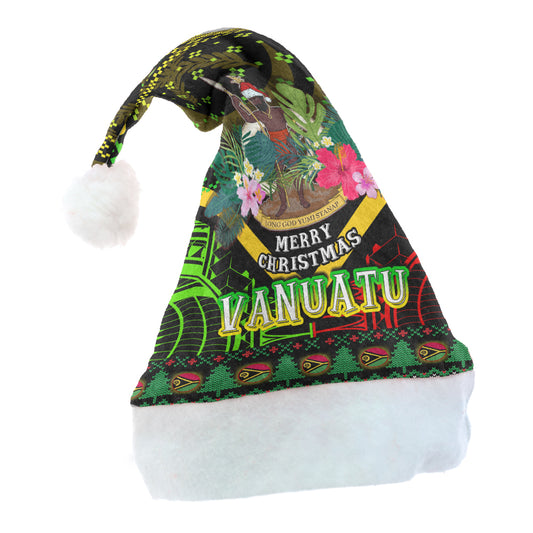 Vanuatu Polynesian Christmas Hat - Vanuatu Coat of Arms Christmas Hat Polynesian Patterns Christmas Hat