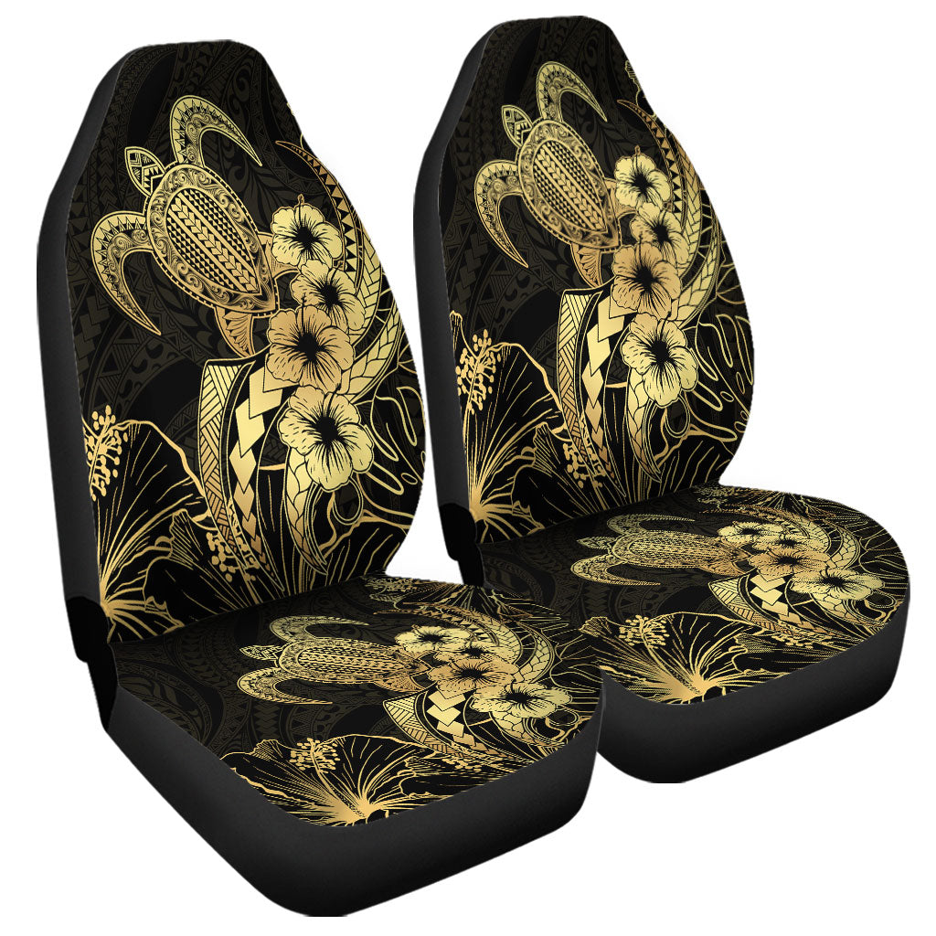 Hawaii Car Seat Covers Tribal Polynesia Floral Gold Art