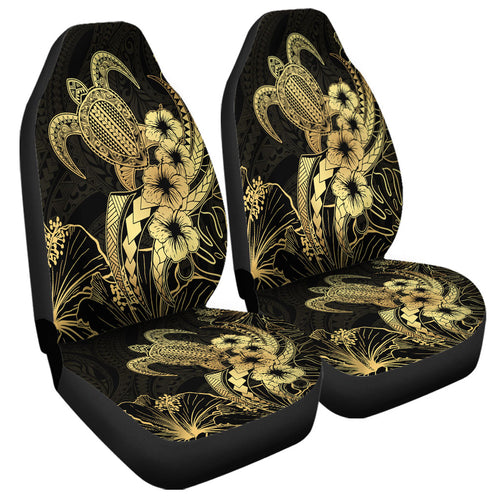Hawaii Car Seat Covers Tribal Polynesia Floral Gold Art