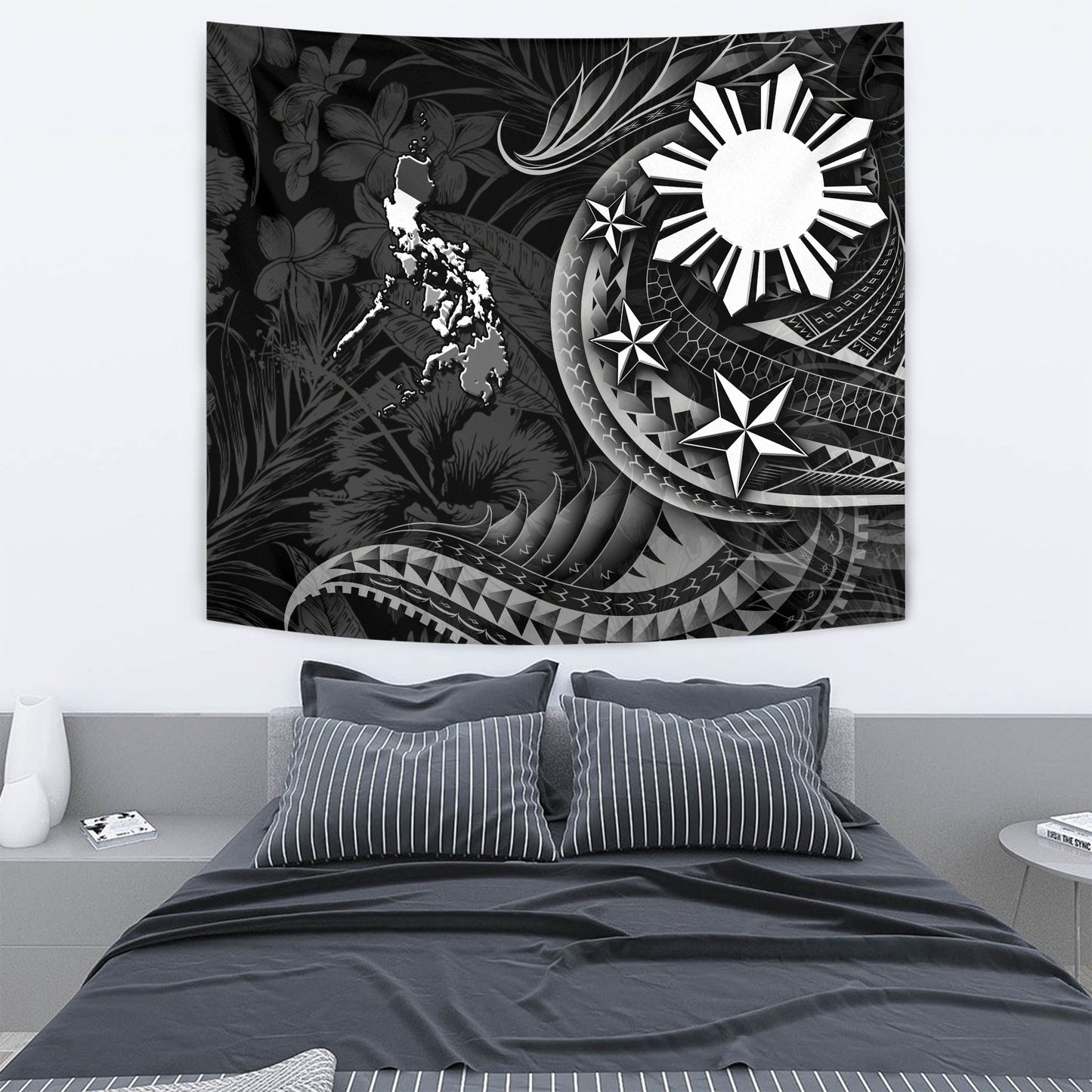 Philippines Filipinos Tapestry Philippines Sun Tribal Patterns Tropical Flowers Curve Style
