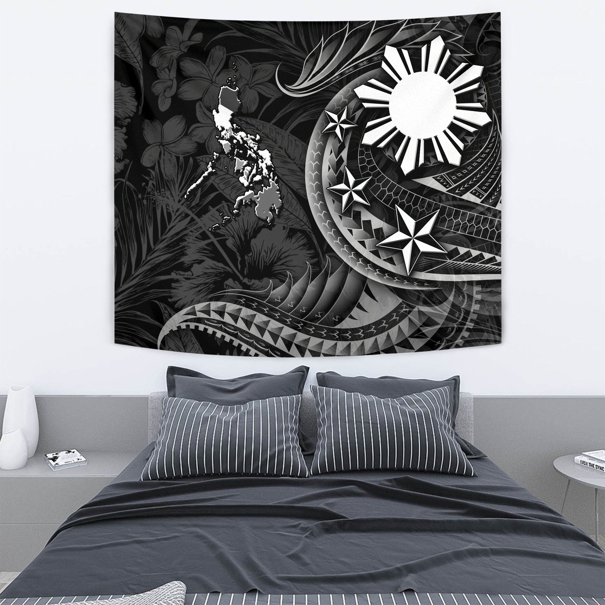 Philippines Filipinos Tapestry Philippines Sun Tribal Patterns Tropical Flowers Curve Style