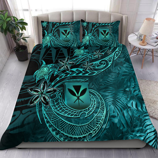 Hawaii Bedding Set Kanaka Maoli Tropical Leaves Polynesian Pattern