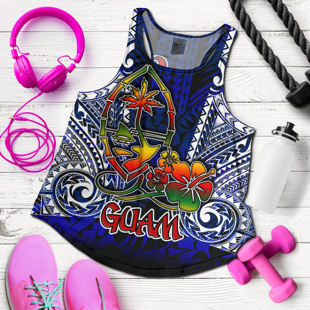 Guam Women Racerback Tank - Guam Independence Day '' Wish You A Very Happy Independence Day '' With Polynesian Patterns