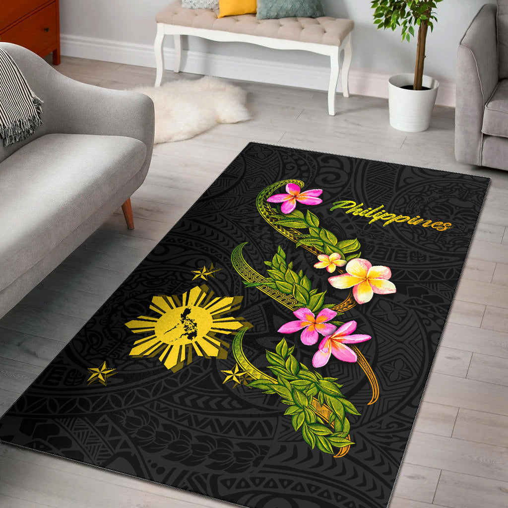 Philippines Filipinos Area Rug Philippines Sun And Map Plumeria Tribal