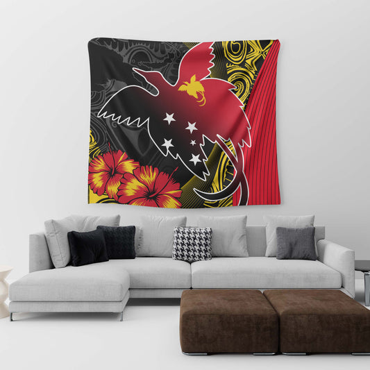 Papua New Guinea Tapestry Paradise Bird With Tribal Pattern