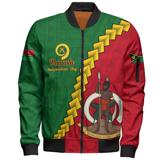 Vanuatu Bomber Jacket Tribal Coat Of Arms With Flag Independence Day