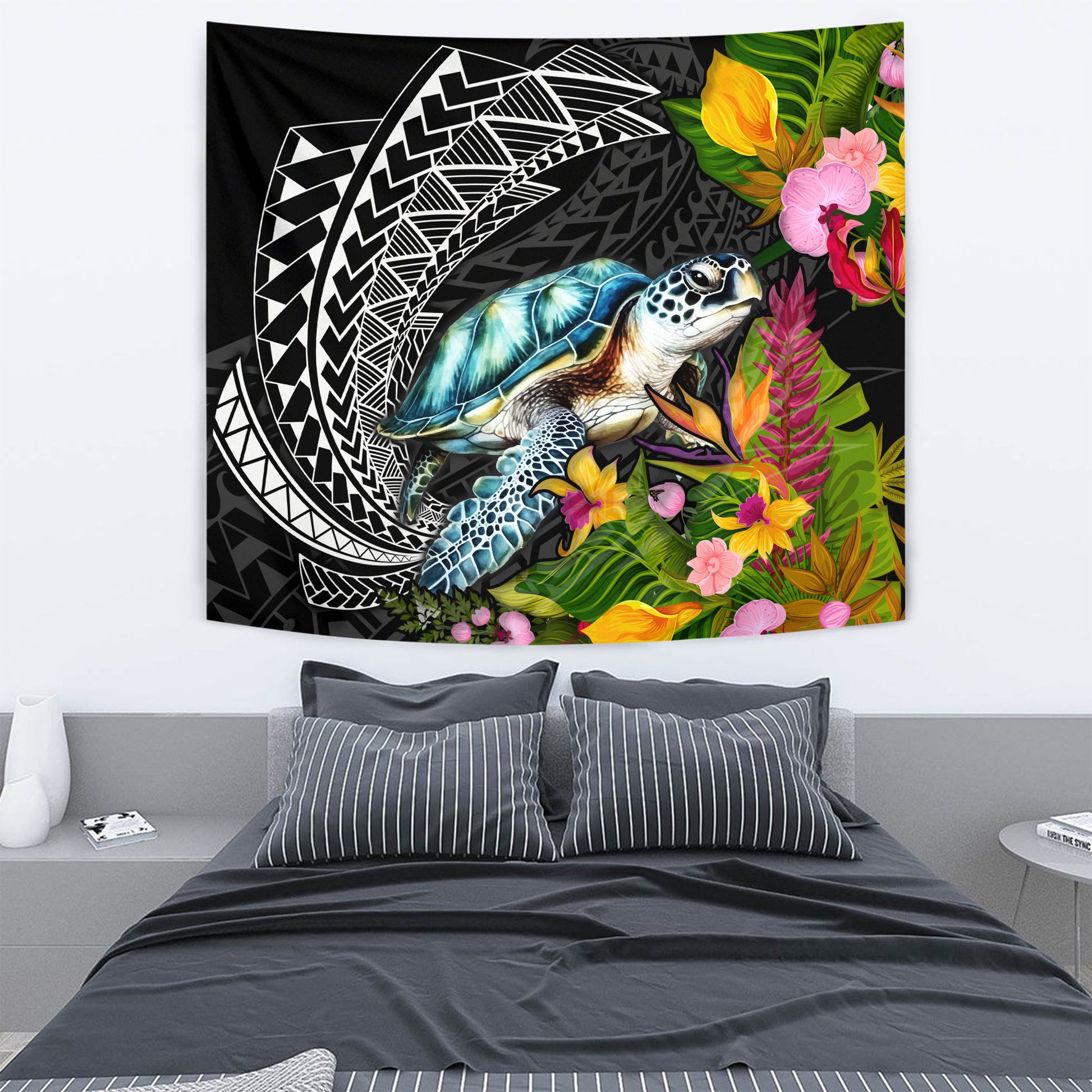 Hawaii Tapestry Turtle Ocean Spiral Polynesian Patterns