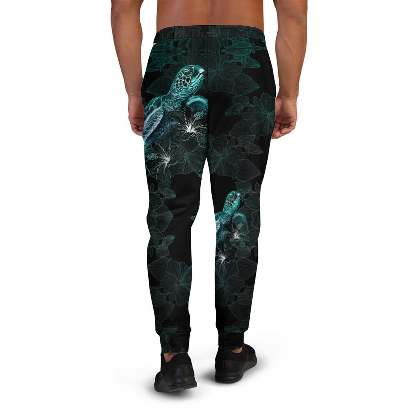Fiji Jogger - Fiji Coat Of Arms With Turtle Blooming Hibiscus Turquoise