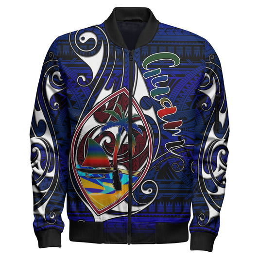 Guam Bomber Jacket - Guam Independence Day With Hook Polynesian Patterns