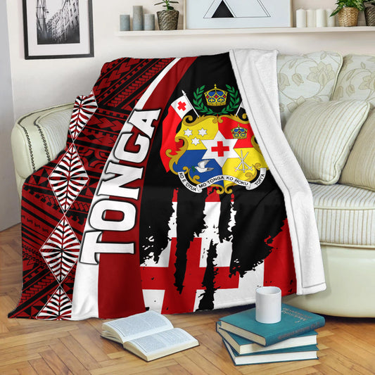 Tonga Premium Blanket - Coat Of Arms Tapa Tonga Patterns