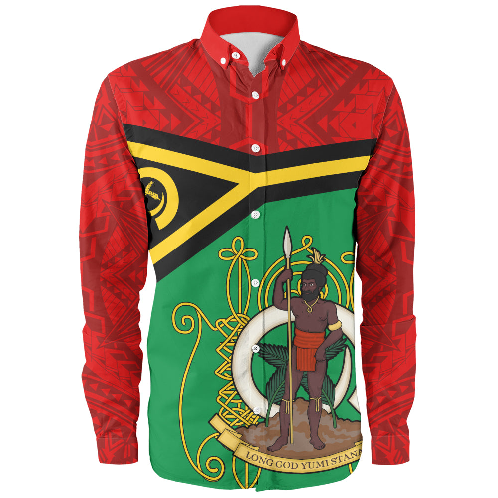 Vanuatu Long Sleeve Shirt Melanesia Flag And Coat Of Arms