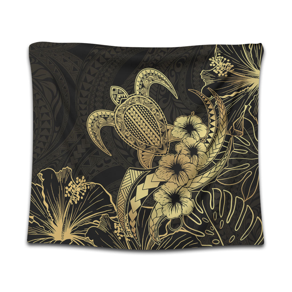 Hawaii Tapestry Tribal Polynesia Floral Gold Art