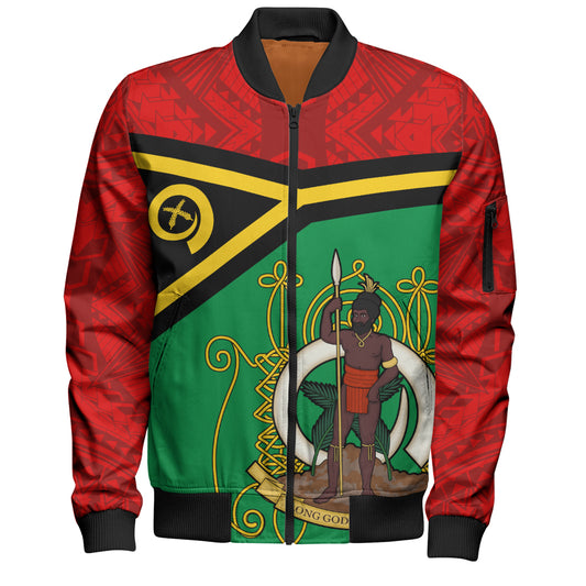 Vanuatu Bomber Jacket Melanesia Flag And Coat Of Arms