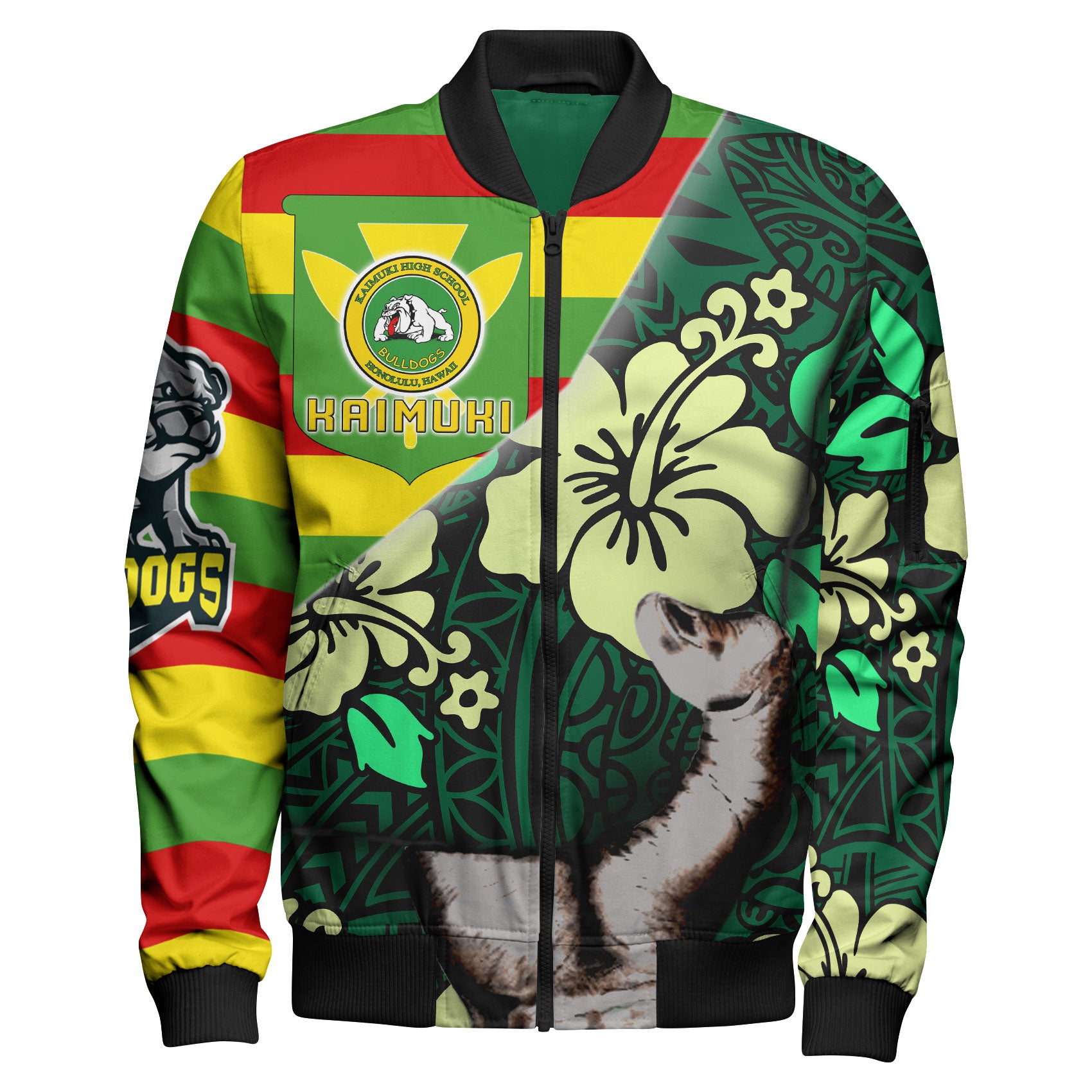 Hawaii Kaimuki High School Polynesian Patronage Bomber Jacket - Kaimuki High School Bloods In My Veins