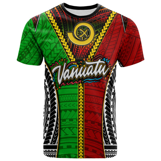Vanuatu T-Shirt - Custom Vanuatu Independence Anniversary With Polynesian Patterns T-Shirt