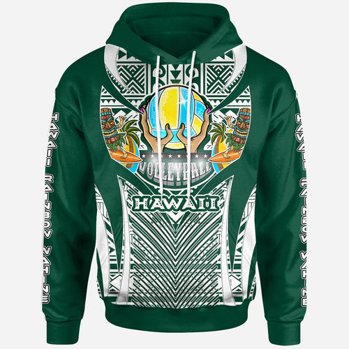 Hawaii Custom Hoodie - Hawaii Rainbow Wahine Volleyball Pride With Polynesian Culture Hoodie