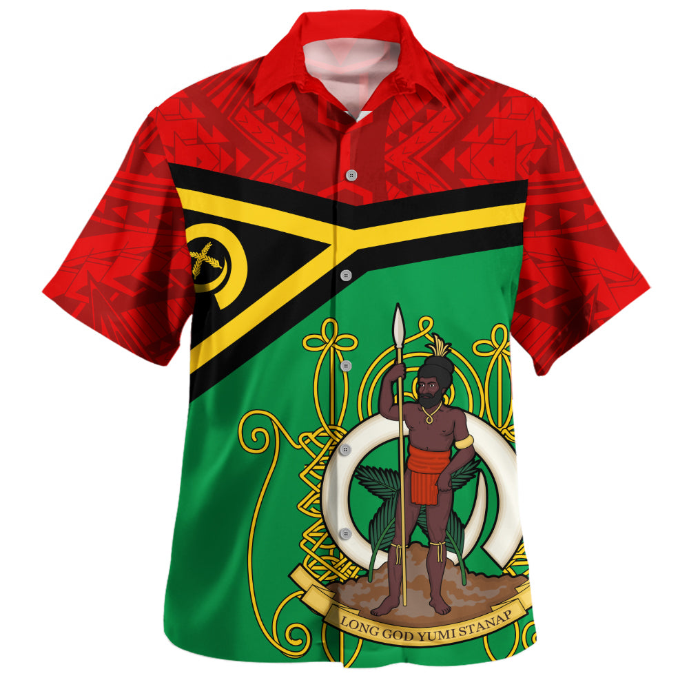 Vanuatu Hawaiian Shirt Melanesia Flag And Coat Of Arms