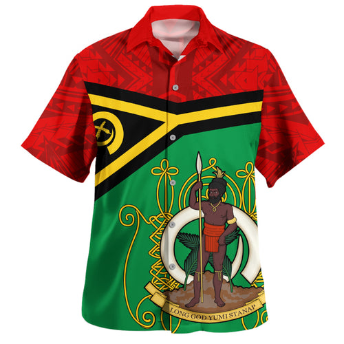 Vanuatu Hawaiian Shirt Melanesia Flag And Coat Of Arms