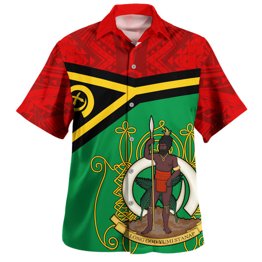 Vanuatu Hawaiian Shirt Melanesia Flag And Coat Of Arms