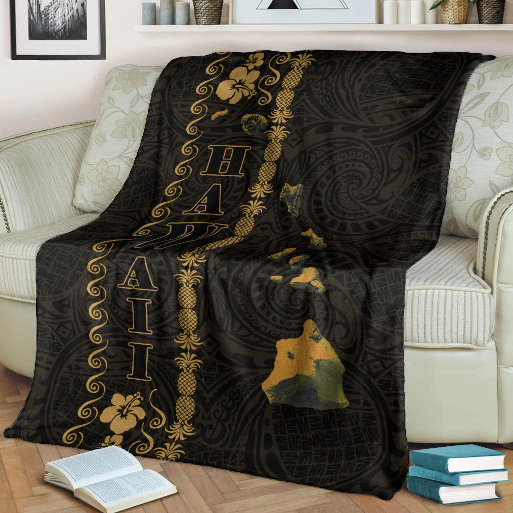 Hawaii Premium Blanket - Polynesian Map Style