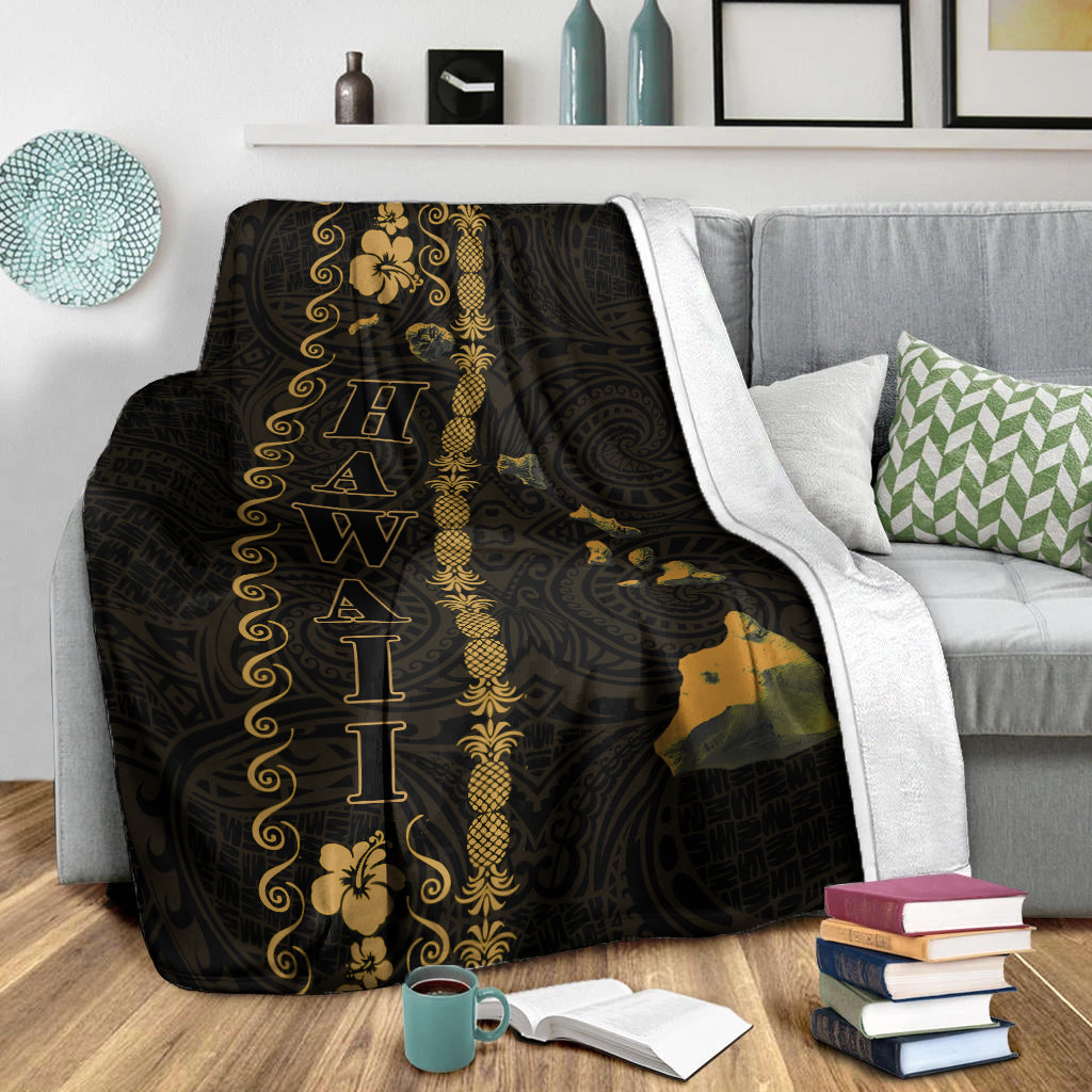 Hawaii Premium Blanket - Polynesian Map Style