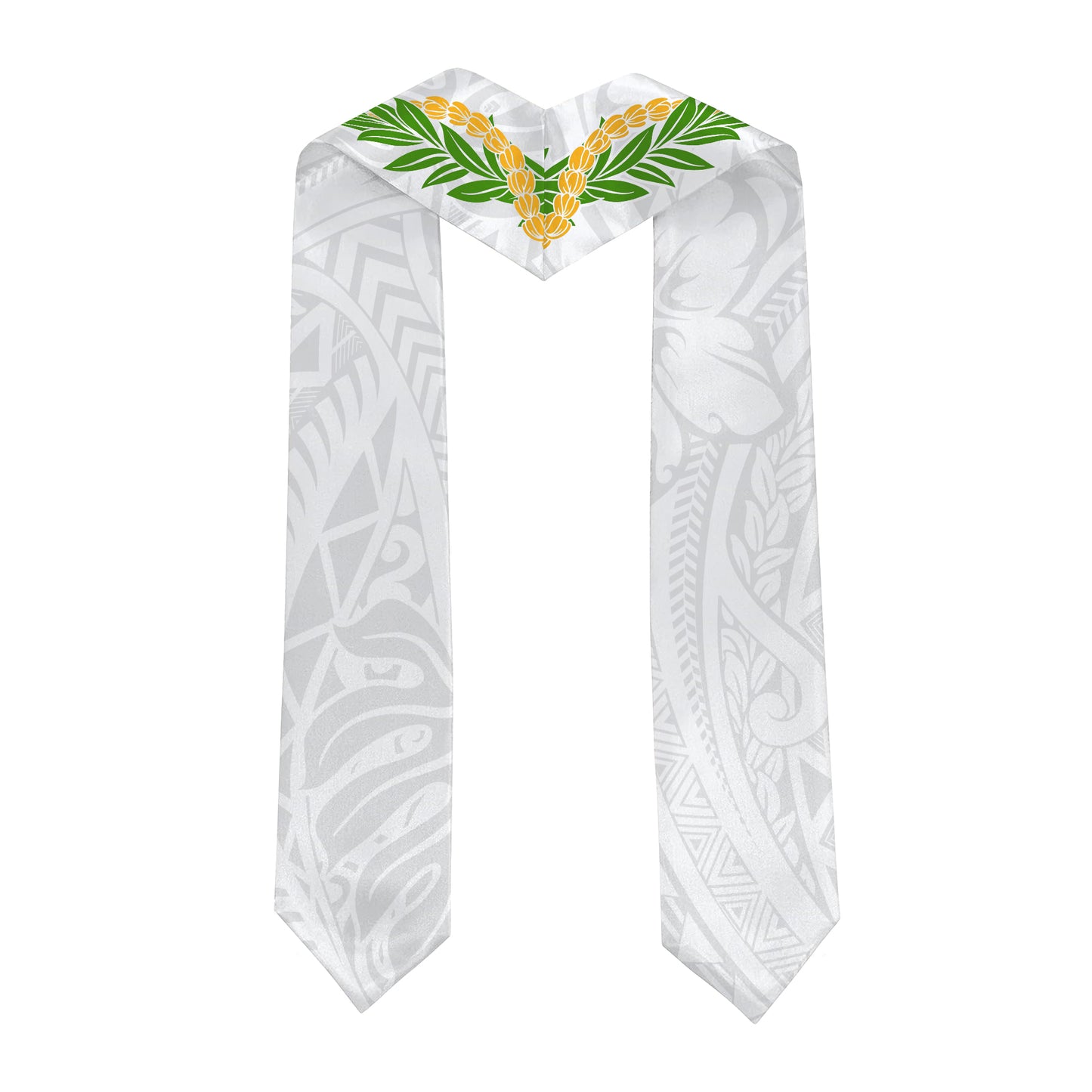 Hawaii Graduation Stole Custom 2026 Hawaiian Lei Polynesian Tribal White