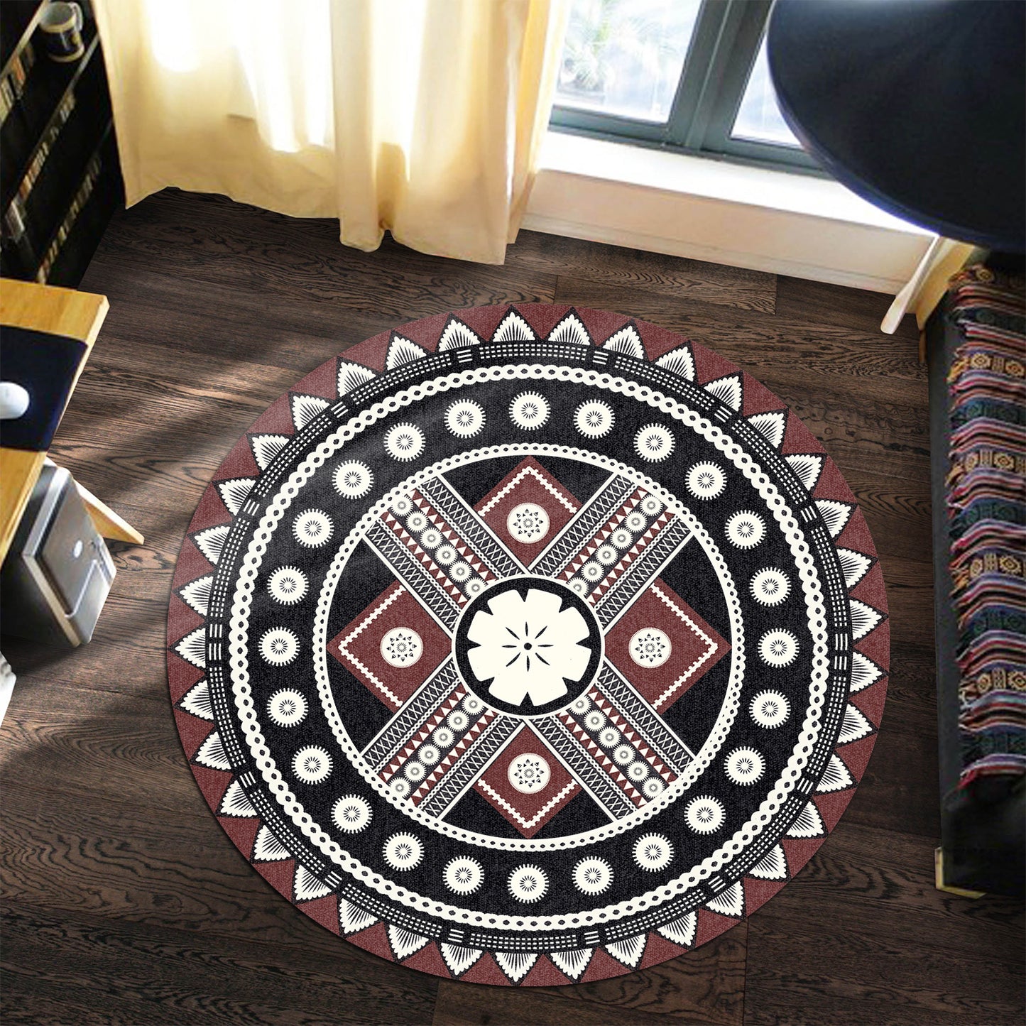 Fiji Round Rug - Tapa Fiji Pattern Culture Style Round Rugs