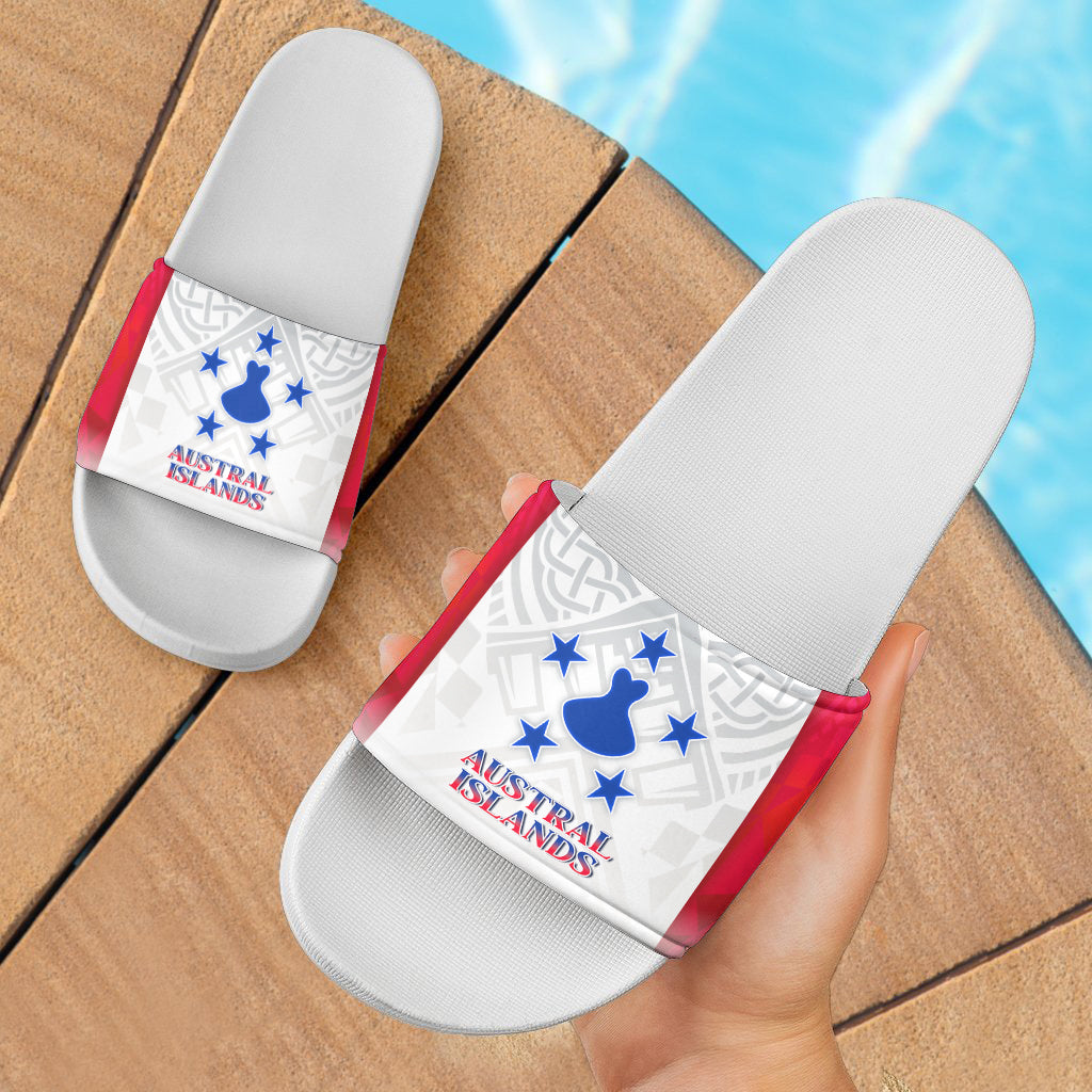 Austral Islands Flag Color With Traditional Patterns Slide Sandals